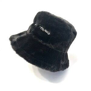 Good Dye Young black faux fur bucket hat
NWOT